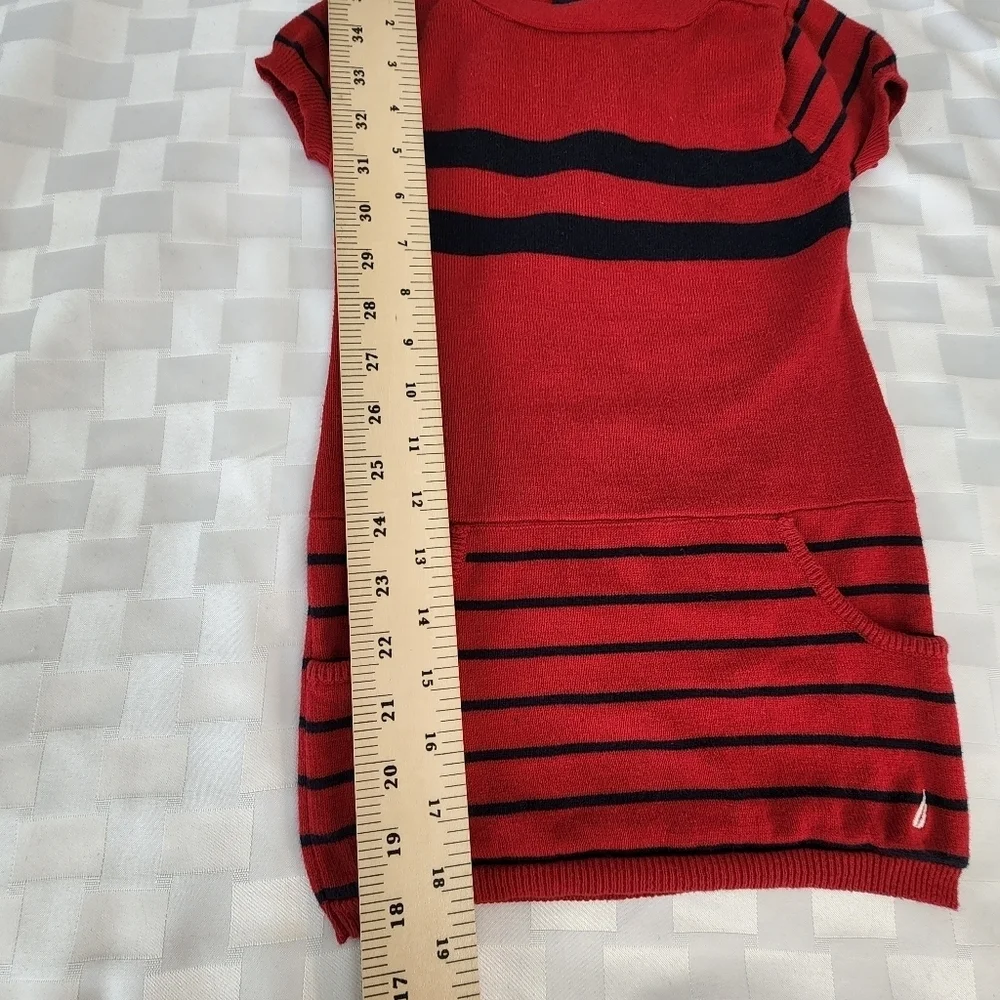 Nautica  Red & Blue Striped Sweater  With Pockets Girls Dress Size 3T